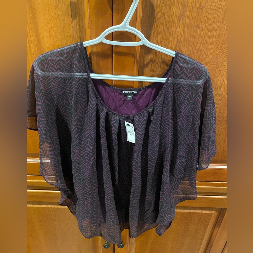 Express purple and black flow shirt